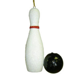 Sparkling Bowling Pin & Ball Ornament 
