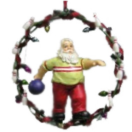 Bowling Santa Wreath Ornament 