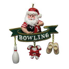 Santa "Bowling" Banner Ornament 