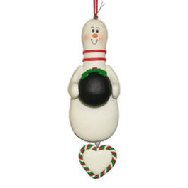 Bowling Pin with Dangling Heart Ornament 