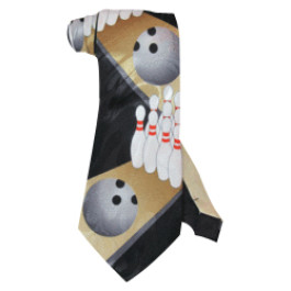 Black Bowling Necktie with zigzag pins and balls