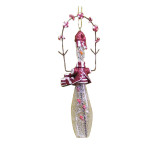 Glass Snowman Bowling Pin Ornament 